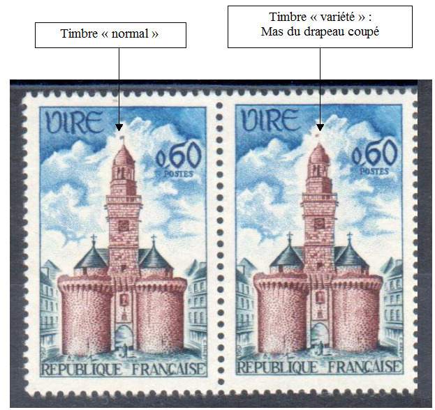 VAR1500-2 - Philatelie - timbre de France avec variété