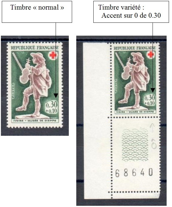 VAR1541-2 - Philatélie - timbre de France avec variété