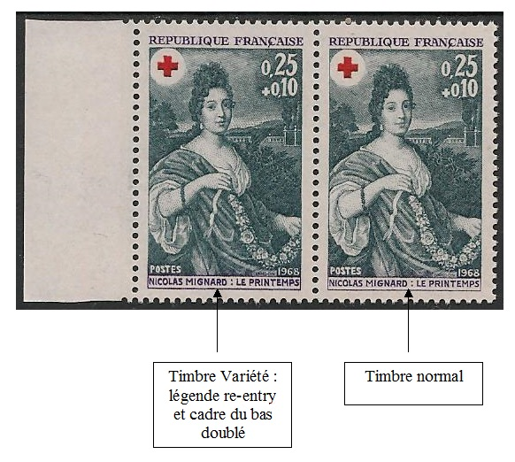 VAR1580 - Philatélie - Timbre de france n° Yvert et Tellier 1580 - Timbres de france variétés