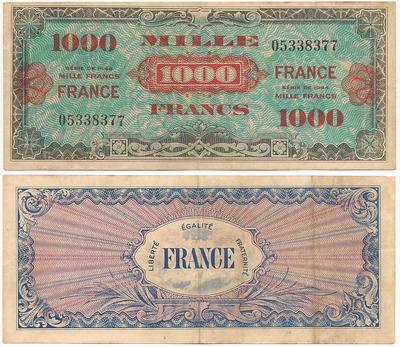 1000 Francs VERSO FRANCE - Philatélie 50 - Billets de banque de collection de France