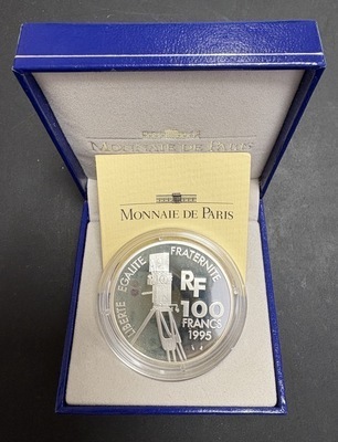 100F1995-BE-G.Philipe, Philatélie 50, coffret pièce 100 Francs argent 1995, Monnaie de paris, centenaire du Cinéma, Gérard Philipe