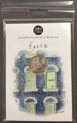 10€SempéHiverEgalité - Philatélie 50 - 10€ Argent Sempé Hiver Egalité 2014 - pièces Euro