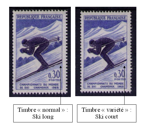 1326a-2 - Philatélie 50 - timbre de France avec variété N° Yvert et Tellier 1326a - timbre de France de collection