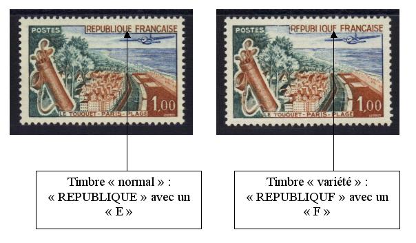 1355E-2 - Philatelie - timbre de France avec variété