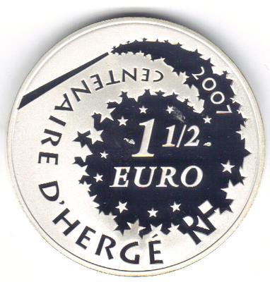 1.50 € Tintin 2007-2 - Philatelie - pièce en argent Monnaie de Paris - Tintin