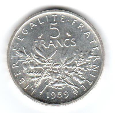 1959 - Philatélie - pièce de monnaie française de collection