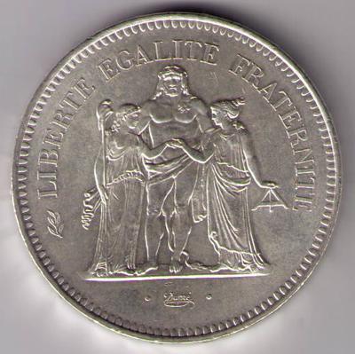 882 - Philatélie 50 - pièce de 50 francs  HERCULE - pièce de monnaie française de collection