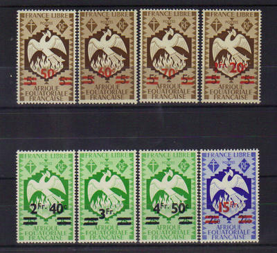 198-205 - Philatélie - timbres d'AEF N° Yvert et Tellier 198 à 205 - timbres de colonies fançaises avant indépendance