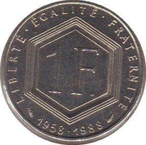 1988 - Philatelie - pièce de monnaie française - 1 franc