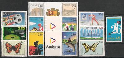 1994 - Philatélie - Année complète de timbres d'Andorre 1994 - Timbres de collection