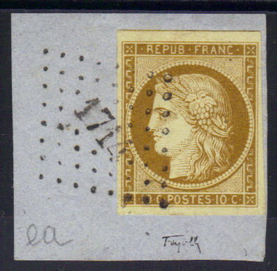 1 sur fragment - Philatelie - timbre de France Classique Cérès sur fragment