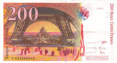 200 F Eiffel -2 - Philatelie - billet de banque de France - 200 francs Eiffel