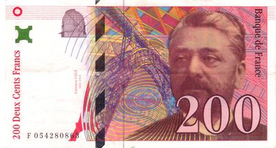 200 F Eiffel - Philatelie - billet de banque de France - 200 francs Eiffel