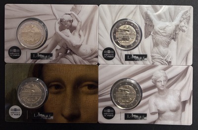 2€2025LOUVRE, Philatélie 50, Lot de 4 coincards LOUVRE 2025