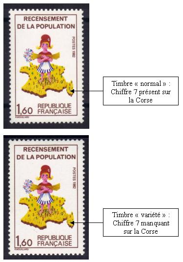 2202a - 2 - Philatelie - timbre de France avec variété