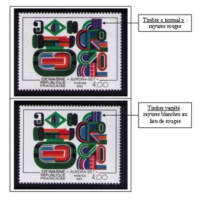 2263 - 2 - Philatélie 50 - timbre de France avec variété N° Yvert et Tellier 2263 - timbres de France de collection