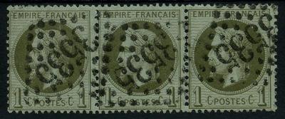 25 - bande 3 - Philatélie 50 - timbres de France Classique N° Yvert et Tellier 25 en bande de 3 - timbres de France de collection