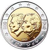 2 € Belgique 2005 - Philatélie 50 - pièce de monnaie commémorative 2 euros de Belgique - pièce de monnaie de collection