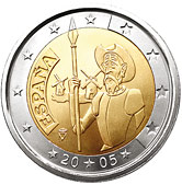2 € Espagne 2005 - Philatélie 50 - pièce de monnaie commémorative 2 euros d'Espagne - pièce de monnaie de collection