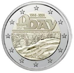 2 € France 2014 - Philatelie - pièce euros commémorative - anniversaire du Débarquement