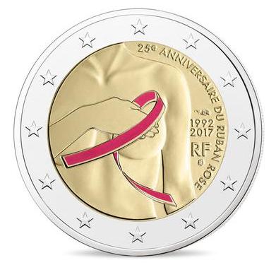2 € Lutte cancer - Philatelie - pièce 2 € commémorative Monnaie de Paris - lutte contre le cancer du sein
