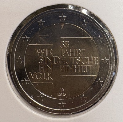 2€ALL2025REUNIFICATION, Philatélie 50, Pièce de 2 € d'Allemagne 2025, Réunification