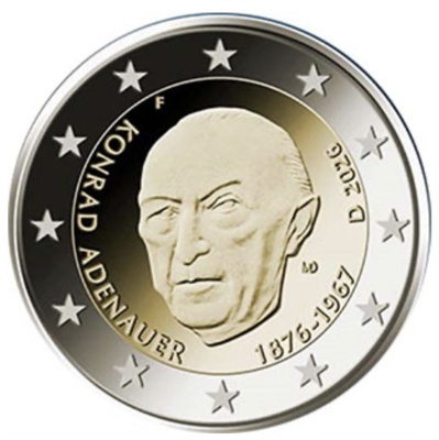 2€ALL2026ADENAUER, Philatélie 50, Pièce de 2€ Allemagne, 2026, Adenauer