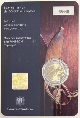 2€And2024-Ski - Philatélie 50 - Coincard 2024 2€ Andorre ski