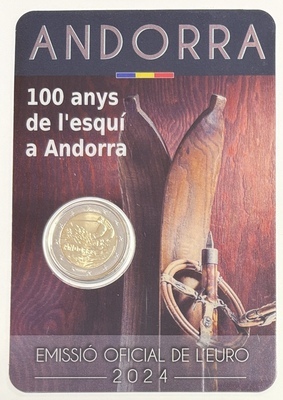 2€And2024-Ski - Philatélie 50 - Coincard 2024 2€ Andorre ski