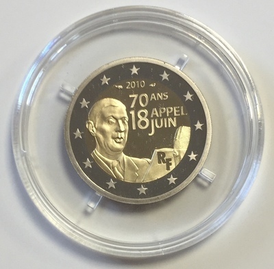 2€FRANCE2010-BE/1, Philatélie 50, Coffret  BE 2 euro 2010, 70 ans de l'appel du 18 juin