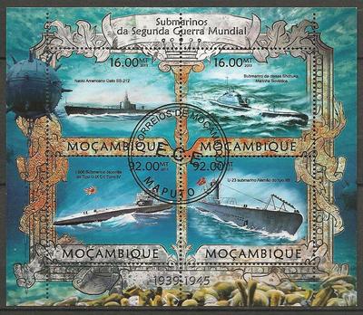 2GMOZAMBIQUE2013 - Philatelie - Série de 4 timbres du Mozambique sur la seconde guerre mondiale - Timbres de guerre