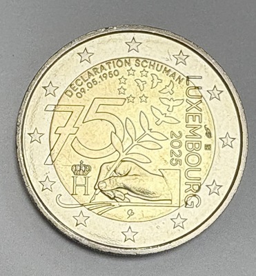 2€LUX2025SCHUMAN, Philatélie 50 Déclaration Robert Schuman, pièce de 2€ commémorative
