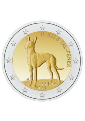 2€MAL2026FENEK, Philatélie 50, Pièce 2 € Malte 2026 - Le Fenek