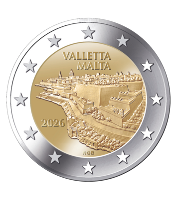 2€MAL2026VALETTE, Philatélie 50, Pièce 2 € Malte 2026 - La Valette