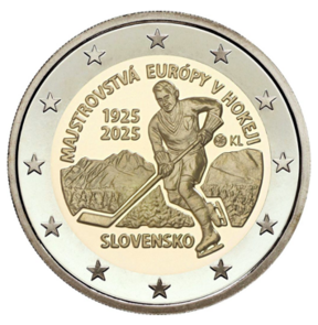 2€SLOVAQUIE2025HOCKEY - Pièce 2€ commémorative 2025 de Slovaquie sur le Hockey sur glace
