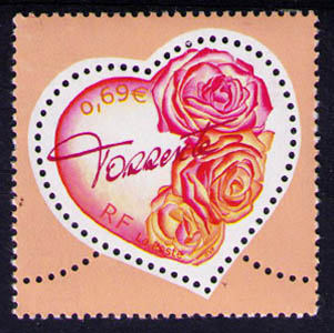 3539 - Philatélie 50 - timbre de France - timbre de collection Yvert et Tellier - Saint-Valentin Coeur 2003 du couturier Torrente