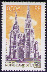 3579 - Philatélie 50 - timbre de France neuf sans charnière - timbre de collection Yvert et Tellier - Basilique Notre Dame de l'Epine (Marne) - 2003
