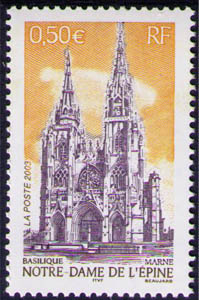 3579 - Philatélie 50 - timbre de France neuf sans charnière - timbre de collection Yvert et Tellier - Basilique Notre Dame de l'Epine (Marne) - 2003