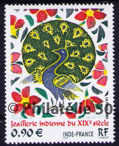 3630 - Philatélie 50 - timbre de France neuf sans charnière - timbre de collection Yvert et Tellier - Art. Emission commune avec l'Inde, Joaillerie indienne du 19ème - 2003