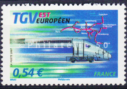 4061 - Philatélie 50 timbre de France neuf sans charnière timbre de collection Yvert et TellierInauguration du TGV Est Européen 2007