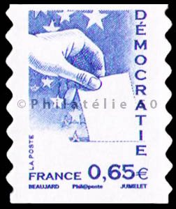 4202 Philatélie 50 timbre de France neuf sans charnière timbre de collection Yvert et Tellier Démocratie 2008
