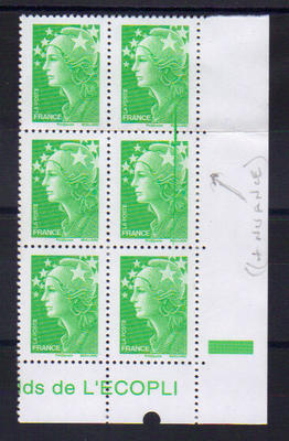 VAR4229 x 6 - Philatelie - bloc de timbres de France avec variété - timbres de France de collection