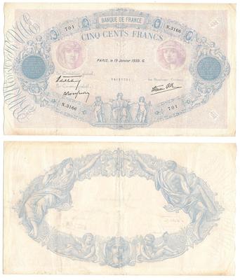 500 Francs BLEU ET ROSE - Philatélie 50 - Billets de banque de collection de France