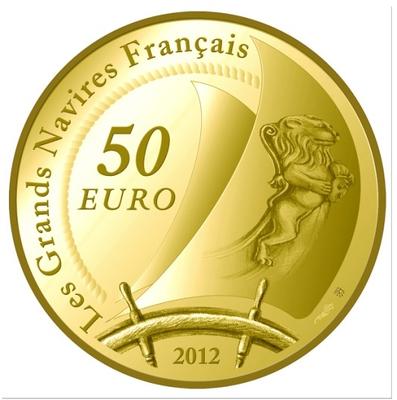 50 € or Hermione - Philatélie - pièce de 50 € or - pièce de monnaie collection grands navires français - Monnaie de Paris