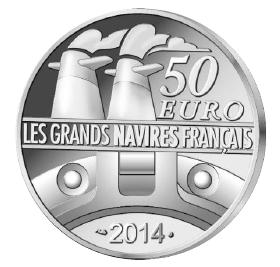 50 € argent Le Normandie - Philatelie - pièce de monnaie euros - Monnaie de Paris - série bateaux