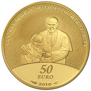 50 € Mère Térèsa - Philatelie - pièce en OR Monnaie de Paris - Mère Térésa