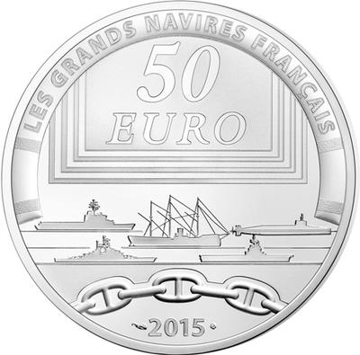 50 argent Colbert - Philatelie - pièce de monnaie euros - Monnaie de Paris - Les grands navires français