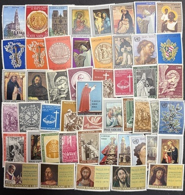 50VAT**, Philatélie 50, 50 timbres neufs du Vatican, Rome, Pape, Eglise