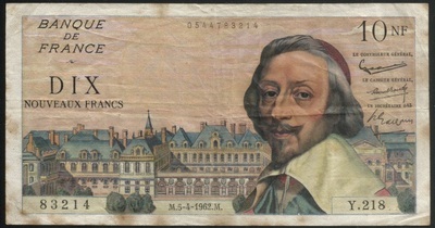 57/18/83214 - Philatelie 50 - Billet 10 nouveaux francs RICHELIEU 1962