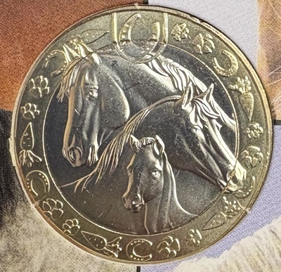 5€LOTSPA, Philatélie 50, 5€ bicolore SPA, Chevaux